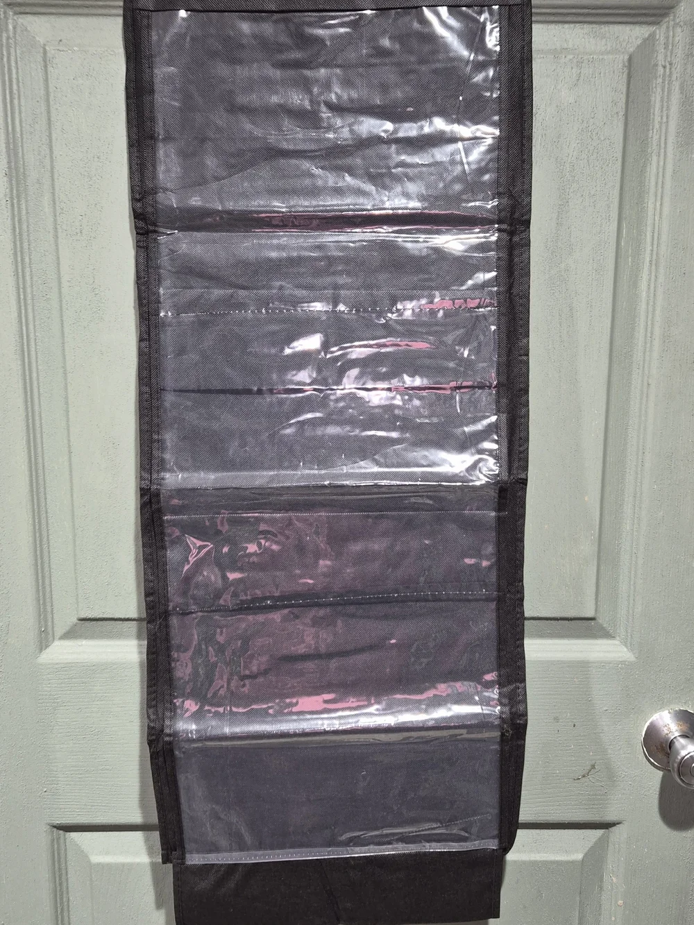 Hanging Clear Pocket Shoe Organizer Black.
